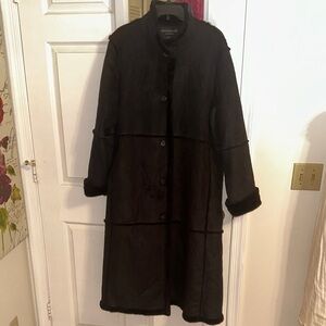 Coldwater Creek Dark Trench Coat with Button Detail